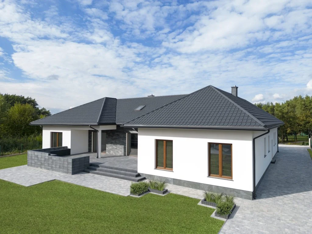 Nowoczesny dom jednorodzinny z dachówką ceramiczną
